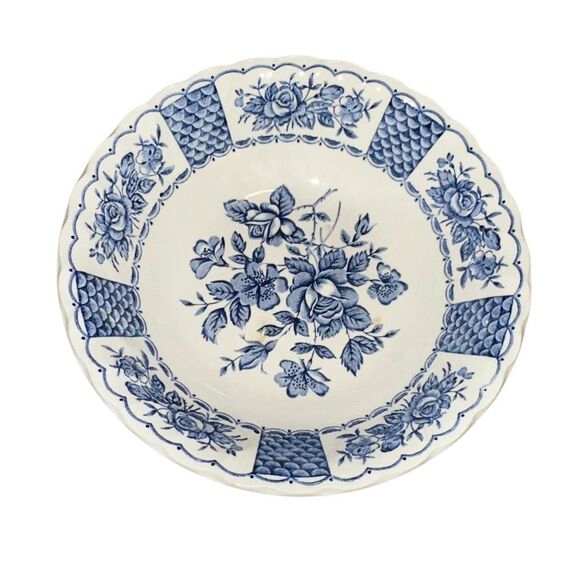 Vtg Myotts Melody England x5 rose decor blue copper print transferware, France c - Picture 3 of 14